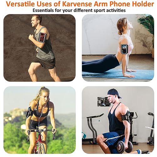 Phone Holder for Running-Karvense Phone Arm Bands w/Earphone Bag for Running&Gym& &Workout&Jogging, Cell Phone Armband for iPhone 17 Pro Max/16 Pro Max/15 Pro Max, Samsung Galaxy S Ultra/Plus- 6.9’’ - size: L: iPhone Pro Max&+/Galaxy+&U&A to 6.9''