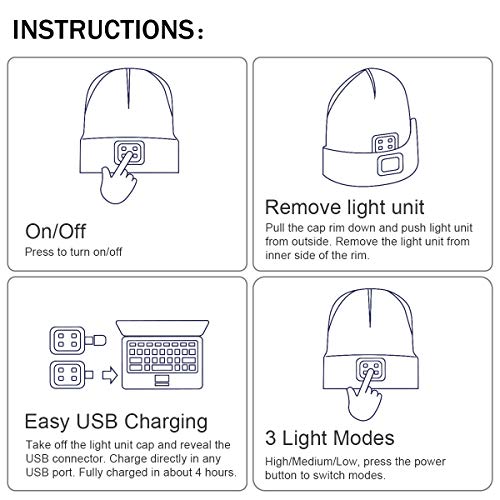 LED Beanie with The Light, Unisex Gifts for Men Dad Husband Him - color: Burgundy
