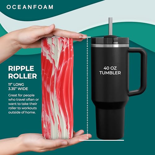 Oceanfoam Ripple Roller Small Foam Roller for Physical Therapy, Red Marbled - color: Red Marbled