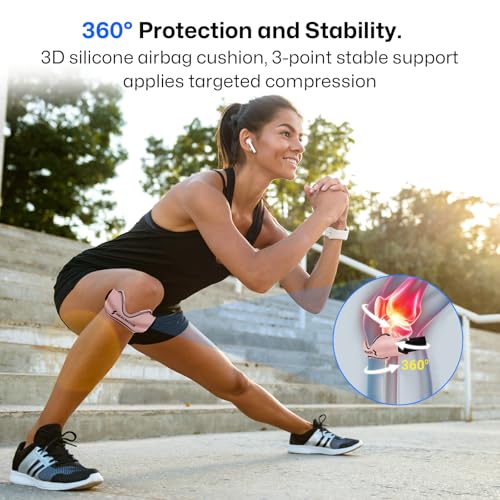 Healrecux Patellar Tendon Support Strap, Silicone Patella Knee Strap, Non-Slip Patella Stabilizer Knee Band for Jumpers Knee, Tendonitis, Basketball, Volleyball, Squats - Pink 2 Pack - color: Pink