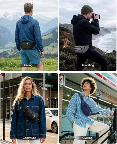 WATERFLY Fanny Pack Waist Bag: 3L Large RFID Anti-Theft with 9 Pockets - color: Grey