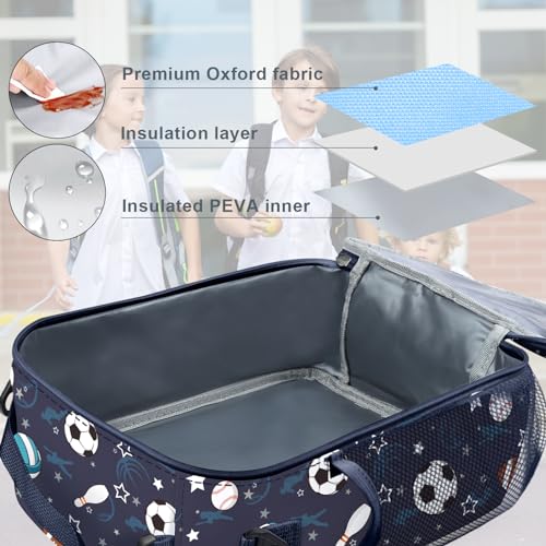 Clastyle Car Insulated Kid Lunch Bag for Boy Lunch Box, Basketball Football - color: Ball