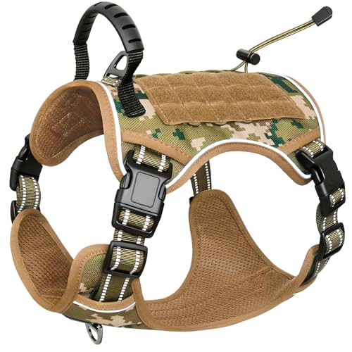 Tactical Dog Harness No Pull,Service Dog Vest with Handle,Army Camo, M - color: Army Camo, size: M( Neck: 18''-23.5",Chest: 20"-27")