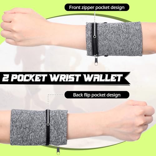 Honoson 5 Pcs Wrist Wallet Women Men Wristband Zipper - color: Bright Color