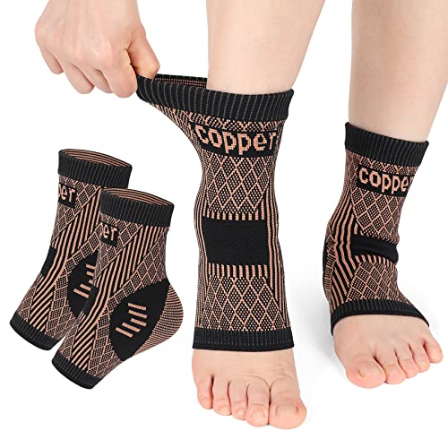 Ankle Brace, Copper-Infused Ankle Support Compression Socks, AnkleBraces for Men Women, Foot Support Wraps for Achilles Tendon Sprained Ankle Plantar Fasciitis - size: Medium
