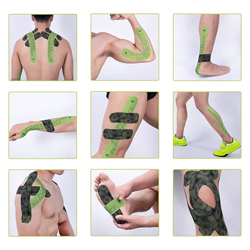 Ultra-Sticky Kinesiology Tape Pre Cut Synthetic Athletic Tape 1 Roll Green - color: Blaze Green, size: 1 Roll