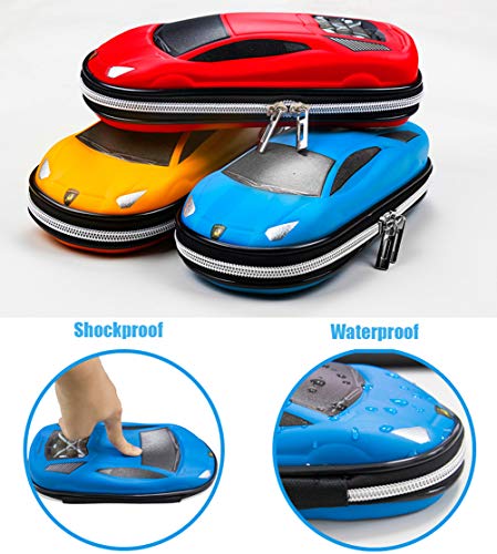 Surpop Supercar Pencil Case, EVA Hard Shell for Kids and Teens, Blue - color: Blue