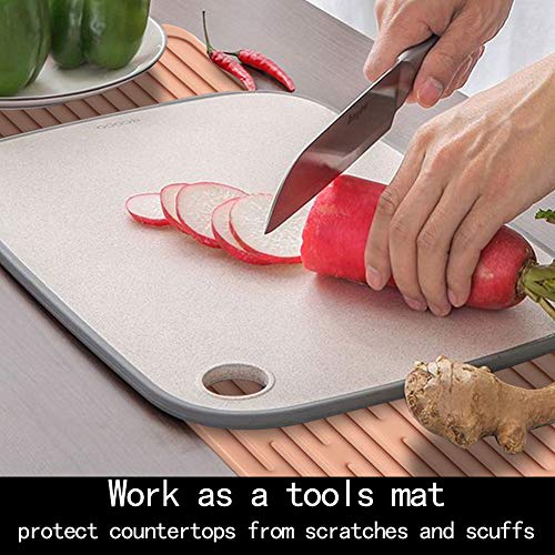 Dish Drying Mat,Large Silicone Drying Mat,Silicone Kitchen Countertop Drying Mat for Pots, Pans, Glassware, Silverware (Pink) - color: M+ (15.3" x 7.8") Pink