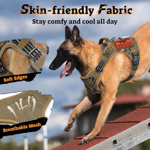 rabbitgoo Tactical Dog Harness Medium Sized, No Pull Service Pet Vest - color: Desert Camo, size: M(chest:20.1"-33.9",neck:17.7"-22.3",back:7.5")
