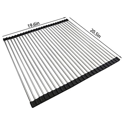Ahyuan Roll up Dish Drying Rack Over The Sink Kitchen Roll up Sink Drying Rack Portable Dish Drainer Foldable Dish Drying Rack (Black, 20.5''X19.7'') - color: Black, size: Rectangle 20.5 inches x 19.7 inches