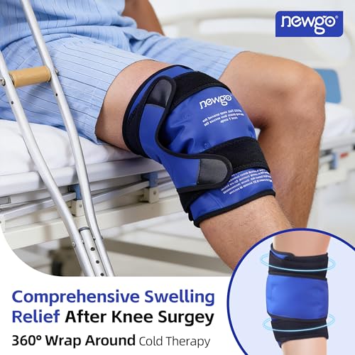 NEWGO Knee Ice Pack Wrap, 360° Full Wrap, Blue - color: Regular Blue 1-pack