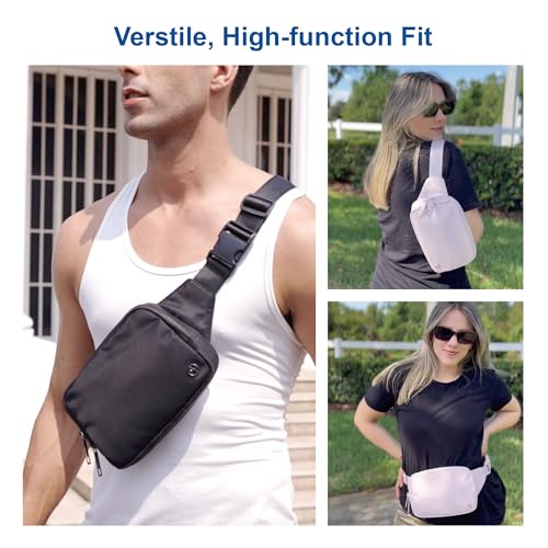 Pander Belt Bag Large 2L, Nylon Fanny Pack Purse for Women and Men with Adjustable Strap - color: Black Onyx