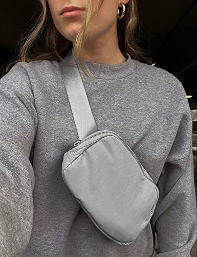 YOSHUYUKI Fanny Pack Crossbody Bag Trendy Waterproof Small Sling Cross Body Purse for Women Men Fashion Waist Packs Mini Belt Pouch Chest Bum Hip Bag Lulu Dupes for Travel Vacation Running Ash - color: Ash