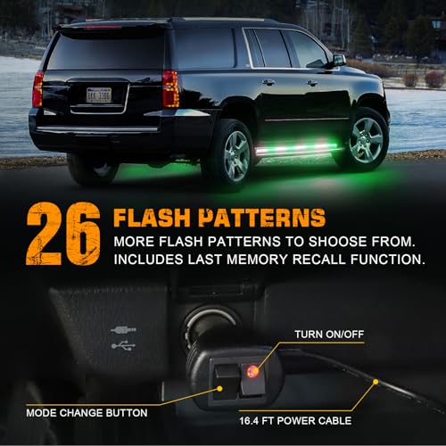 XRIDONSEN 2PCS 70 inch Running Board Lights 864 LED Strobe Light Strip - color: Green/White