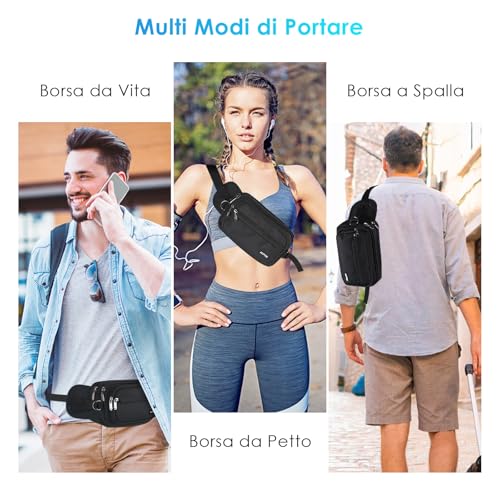 AGPTEK Fanny Pack for Women Men, Waist Wallet Bag,Adjustable Bum Belt Pouch for Travel, Running, Shopping, Hiking, Dog Walking, Cycling, Climbing, Small, Black