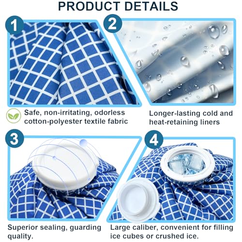 Ice Bags for Injuries, Classic No-Leak Elastic Breathable Ice Pack, Cold and Heat Treatment Ice Bag, Can Relieve Headaches, Migraines, Sports Injuries Swelling Pain, 2 Sizes (6''/11'') (3 Sets) - size: 6"/11"