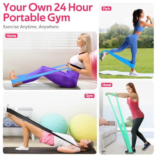 Resistance Bands Set, Exercise Bands for Physical Therapy, Pilates, Yoga - color: Green ,Blue, Black, size: 4.9FT