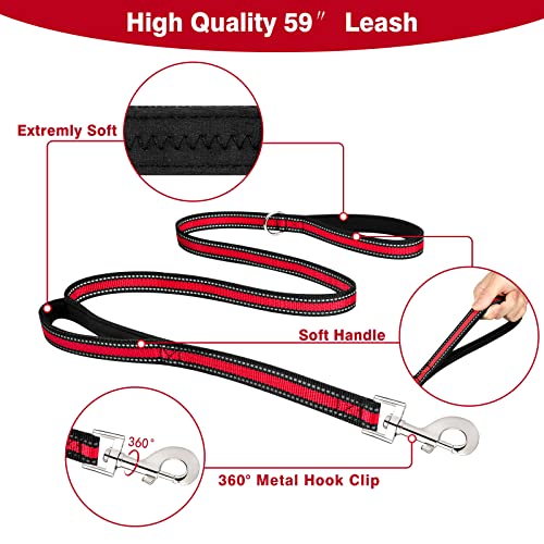 WINSEE Pet Harness Collar and Leash Set, All-in-one Reflective Dog Harness No Pull with Adjustable Buckles for Puppies, Small, Medium, Large, and Extra-Large Dogs (Small, Red) - color: Red, size: Small