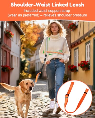 XiaZ Hands Free Dog Leash,Versatile Crossbody Dog Leash with Waist Support Strap,5.9-8 FT Waist Belt with Double Handles for Small Medium and Large Dogs Walking, Running and Jogging, Gray - color: Gray