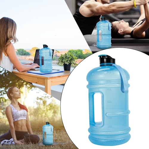 TOOFEEL 1 Gallon Water Bottle - 128 oz Water Bottle with Flip Lid - Gallon Water Bottle with Handle,BPA Free gallon Water jug with Measurements Marked - Transparent Light Blue - color: Transparent Light Blue bottle, style: 128 oz water bottle