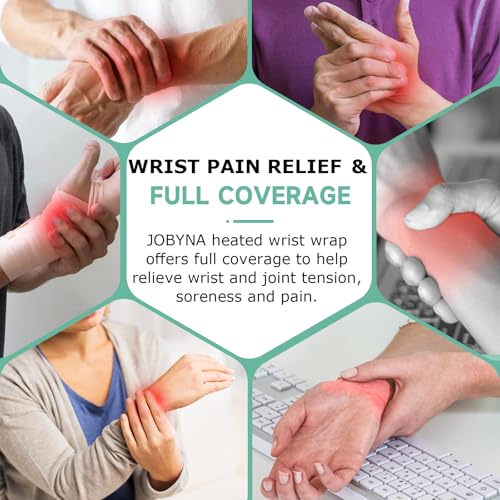 Rechargeable Heated Wrist Massager for Pain Relief - 3 Heat Levels & 3 Vibration Modes, Heat Therapy Wrap for Carpal Tunnel, Tendonitis, Sprains, Swelling, Auto Shut-Off Hand Warmer