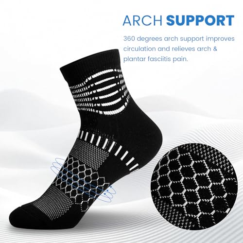 IRAMY Ankle Compression Socks Women Men Plantar Fasciitis Relief 3/5 Pairs - color: Black(3 Pairs), size: Medium