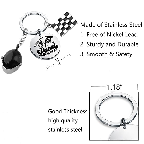 BNQL Racing Keychain Racing Car Gifts for Race Cars Lovers Support Your Local Racer Gift Driver Gifts Flag Keychain