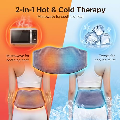 Microwave Heating Pad for Back Pain Relief, Flaxseed Microwavable Heating Pad with Removable Washable Flannel Cover, Moist Heating Pad for Period Cramps & Muscle Relaxation,10''x18'' - color: Gray
