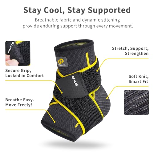Bracoo 2 Pack Ankle Brace Compression Sleeve for Women & Men - size: S/M