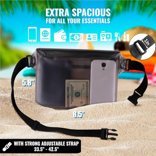 AiRunTech Waterproof Fanny Pack, Beach Cruise Vacation Essentials, Waterproof Pouch Protect Phone Passport Valuables Dry Safety, Paddle Board Kayaking Boating Swimming Accessories-2 Pack（Black + Pink） - color: Black+Pink