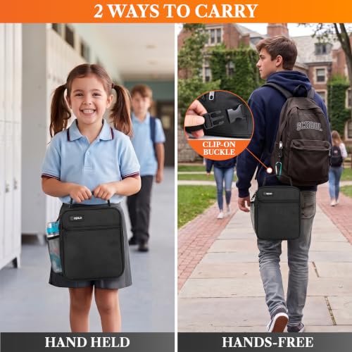 opux Insulated Lunch Box Kids & Adults, Leakproof Soft Cooler Bag, Black - color: Black