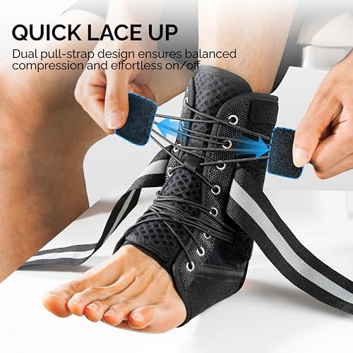 FEATOL Ankle Brace for Sprained Ankle, Lace-Up Support, Small
