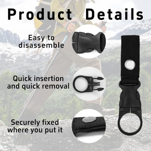 pson 4Pcs 1.37 Inch Portable Water Bottle Clip Holder, Hanging Bottle Buckle Keychain Ring for Outdoor Camping Hiking Travel(Black) - color: Black