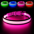 Flashseen LED Dog Collar, Light Up Dog Collar USB Rechargeable, Pink, L - color: Pink, size: Large