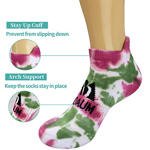 BIOAUM Women's Cotton Athletic Ankle Socks, Cushioned for Running, 6 Pairs - color: (Tie Dye)-6 Pairs, size: 11-13