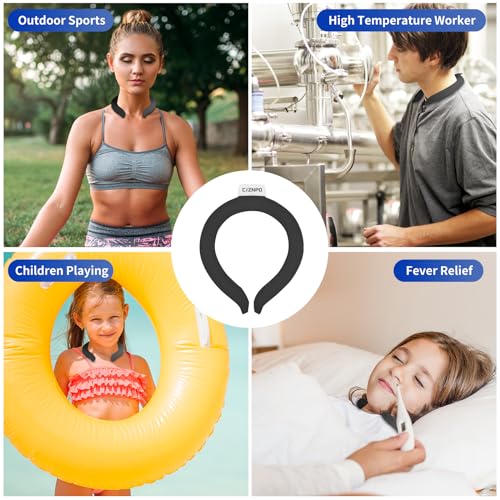 2PCS PCM Neck Cooling Tube with Insulated Bag, Reusable Ice Ring Neck Cooler Wrap, Wearable Cooling Neck Ring for Hot Weather in/Outdoor Sports, TPU Freezable Collar (Black+White) - color: Black+white