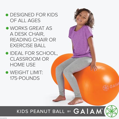 Gaiam Kids Peanut Ball Chair, Flexible Seating for Classroom - color: Orange