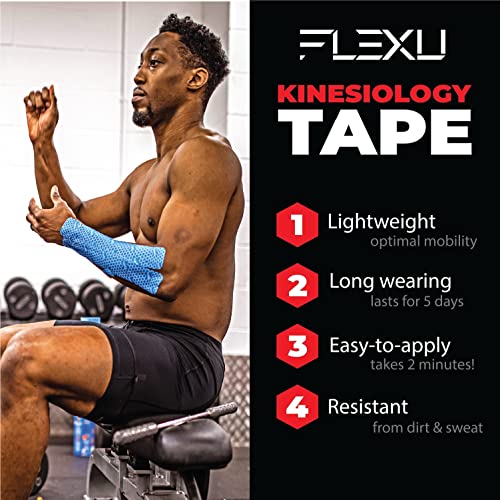 FlexU Kinesiology Tape - Beige/Skin Tone, Bulk Pack (140 Pre-Cut Strips, 35m) - Discreet Athletic Support Tape for Everyday Wear & Physical Therapy - Hypoallergenic, Latex-Free, Waterproof - color: Beige Pre-cut