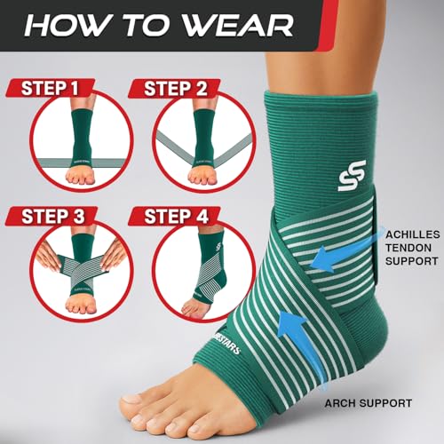 Sleeve Stars Ankle Brace Men & Women Support (Single/M:10"-12"/Turquoise) - color: Turquoise, size: Medium