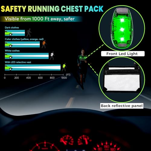 Running Chest Pack with Light, Chest Packs for Phone Holder, Edc Bag for Running, Lightweight Extra Storage Sports Chest Pouch for Runners Cycling Motorcycle Hiking