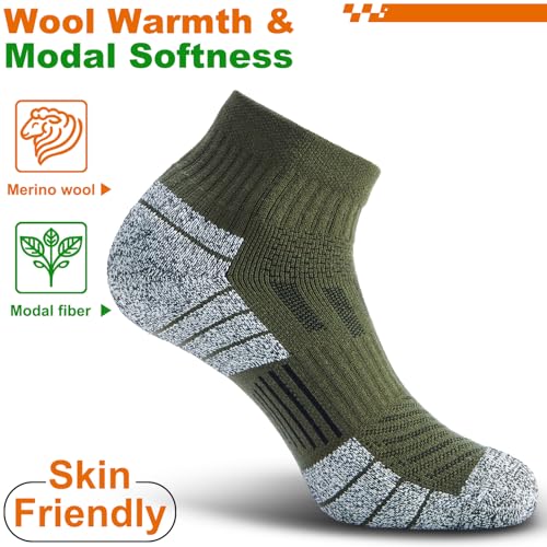 Compression Ankle Socks - Cozy Cushioned Hiking Running for Men Women - Thick Warm Durable - color: Green, size: XX-Large