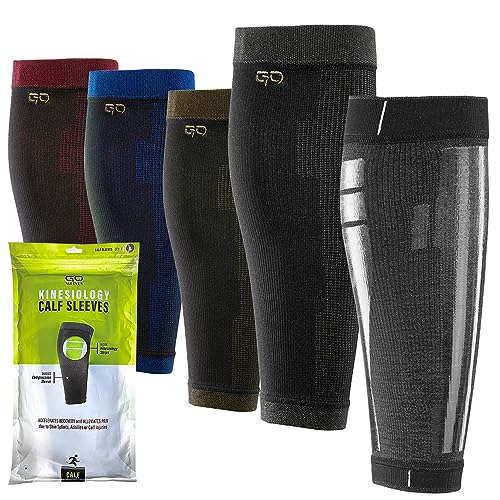 Kinesiology Calf Compression Sleeve Men, Targeted Support for shin splints, Muscle Fatigue, Soreness, Calf Muscle - size: Medium