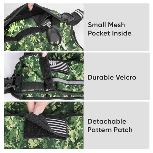 APEXUP Adjustable Weighted Vest, 4-10lb/12-18lb/20-32lb Vest with 6 Ironsand Weights and Large Pocket, Weight Vest for Men Women Strength Training, Running, Walking - color: Green Digi Camo, size: 12-18lbs