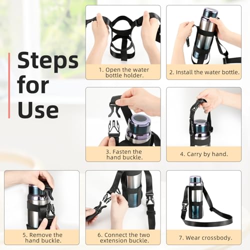 Nuovoware Water Bottle Holder With Strap, 2 Pack, 20-40 oz, Pink+Black - color: Pink+Black, size: 2 PCS