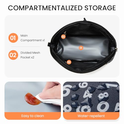 MEXS Small Cooler Bag, Freezable Snack Bag for Kids & Adults, Small Insulated Lunch Bag with Upgraded Thicker Ice Pack, Reusable Mini Cooler for Work/School/Travel - color: Black Numbers