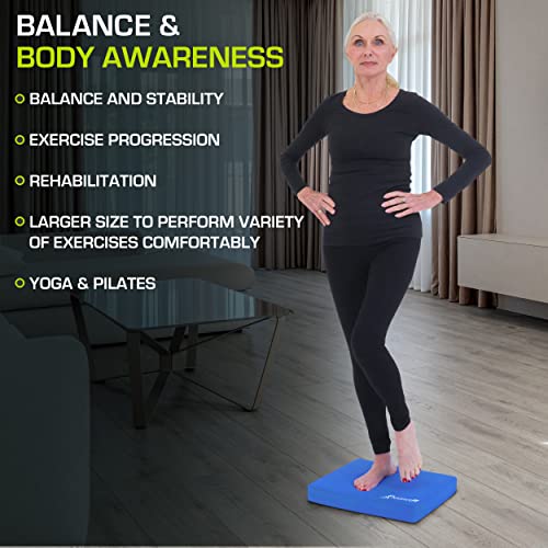ProsourceFit Exercise Balance Pad, Non-Slip Cushioned Foam Mat & Knee Pad for Fitness and Stability Training, Yoga, Physical Therapy - color: Blue, size: 15x19