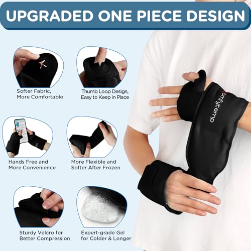 Comfytemp Wrist Ice Pack Wrap for Carpal Tunnel Relief, 2 Packs, Black - color: Black, size: 20"x4"
