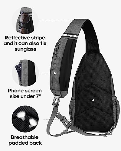 WATERFLY Small Hiking Sling Bag: Crossbody Sling Backpack Chest Bag Daypack for Men Women with Skin-Friendly Shoulder Strap - color: Grey(other Style)