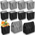 10 Pack Large 18L Insulated Grocery Bag Bulk Zippered, Grey, Black - color: Grey,Black