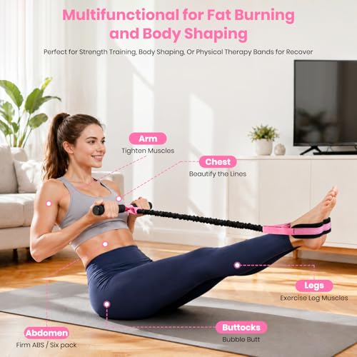 Rojvvec Pedal Resistance Bands with Handles, 55LBS Exercise Band for Women - color: Pink-Black